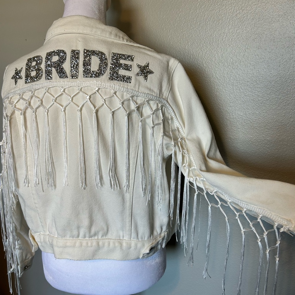 Bride Embellished Fringe Denim Jacket - Picture 3 of 8